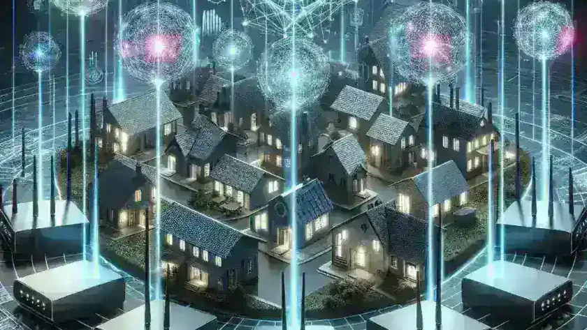 "TP-Link AI-powered mesh Wi-Fi system providing seamless home networking connectivity, showcasing sleek design and advanced technology."