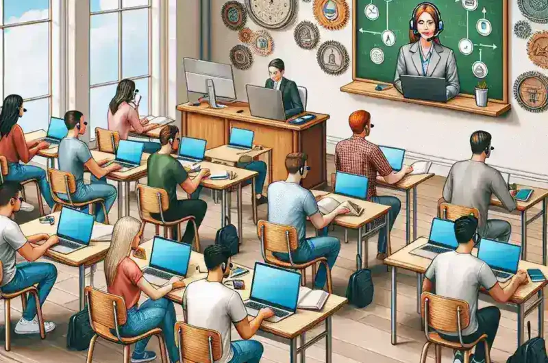 "Remote proctoring technology interface displaying student taking an online exam with secure monitoring tools, illustrating how it eliminates traditional testing requirements."