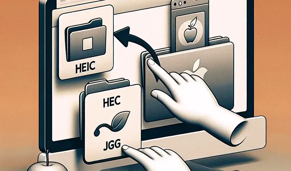 "Step-by-step guide to effortlessly convert HEIC to JPG on Mac, showcasing the conversion process on a MacBook screen with highlighted software tools and settings."