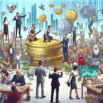 "Colorful illustration of various popular memecoins like Dogecoin and Shiba Inu, symbolizing their impact on crypto markets and highlighting applications and risks associated with meme-based cryptocurrencies in the digital economy."