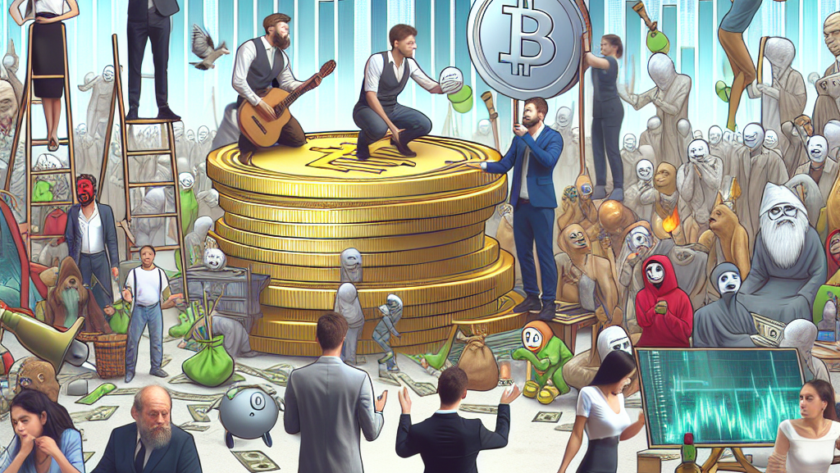 "Colorful illustration of various popular memecoins like Dogecoin and Shiba Inu, symbolizing their impact on crypto markets and highlighting applications and risks associated with meme-based cryptocurrencies in the digital economy."